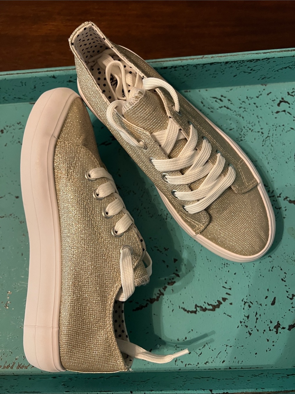 Cynthia Rowley Metallic Gold Kids' Low-Top Lace-Up Sneakers